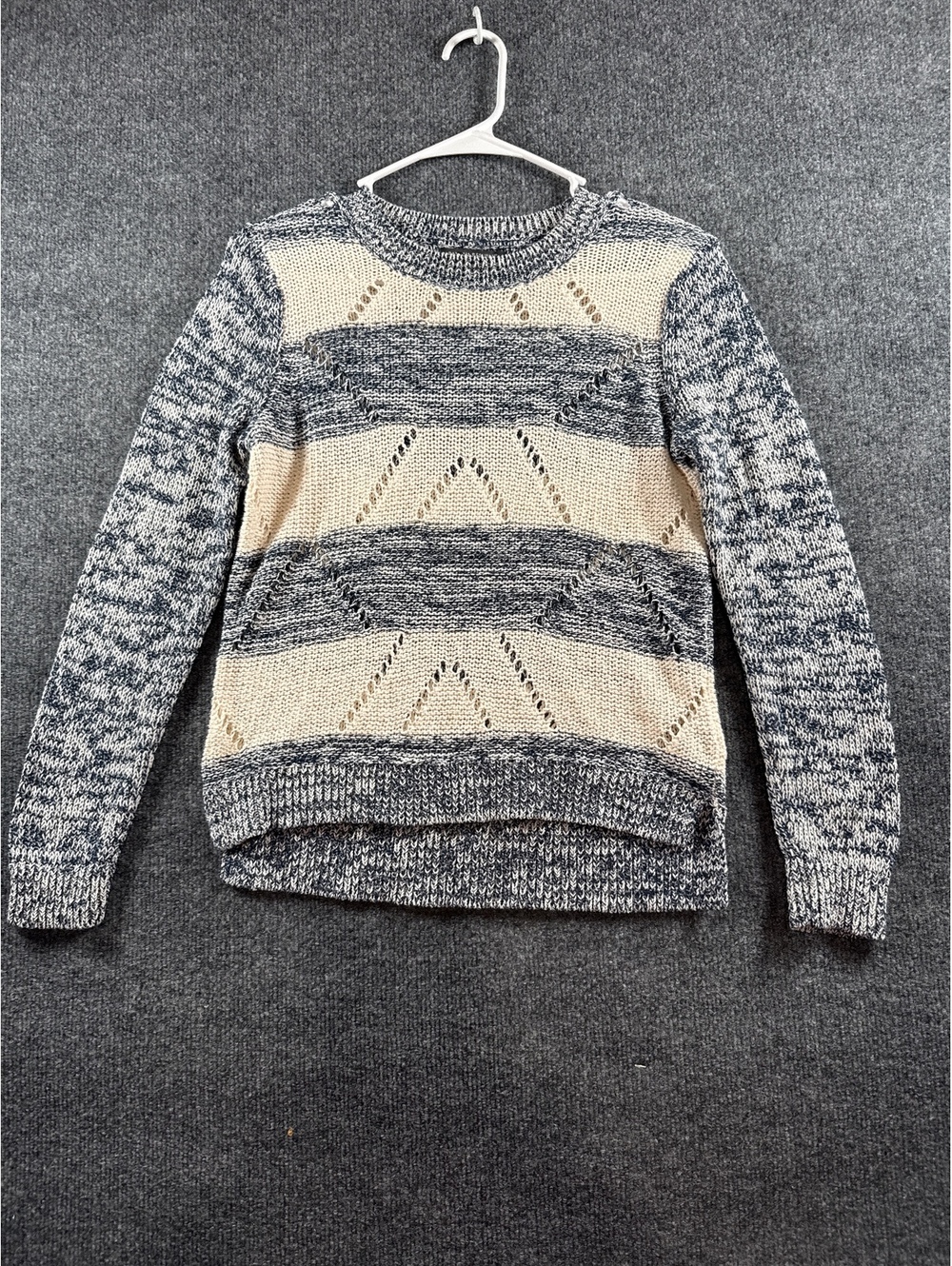 Banana Republic Womens Petite Small Marled Knit Sweater Navy Cream Pullover